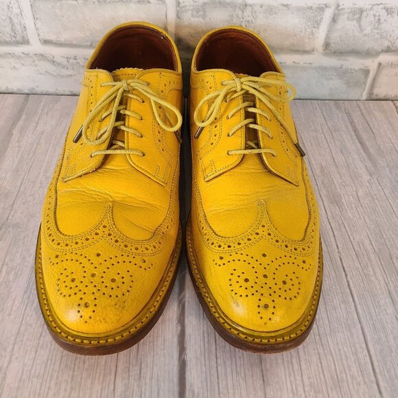 Florsheim Duckie Brown Leather Rockabilly Wingtip Oxford Yellow Retro10.5 D HTF - Picture 2 of 11